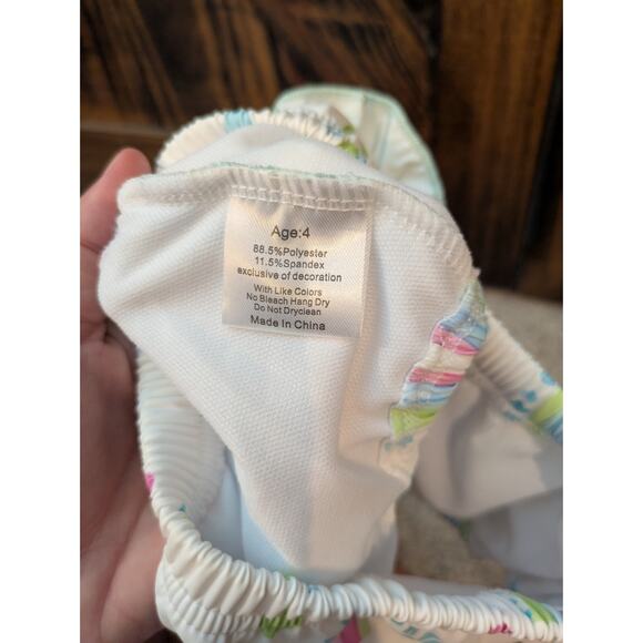 NWT Abby & Evie 2 piece girls swim Sz 4 multicolor rainbow ruffles - Picture 4 of 4